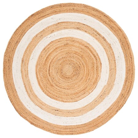 Safavieh 6 x 6 ft. Natural Fiber Contemporary Flat Weave Round Rug; Ivory & Natural NFB851A-6R